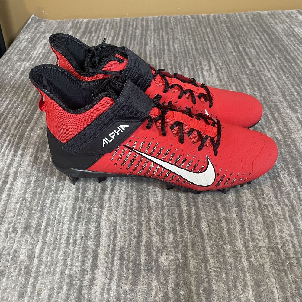 Nike Alpha Football Cleats Mens 14 Molded Red Black AQ3209-601 Mid New